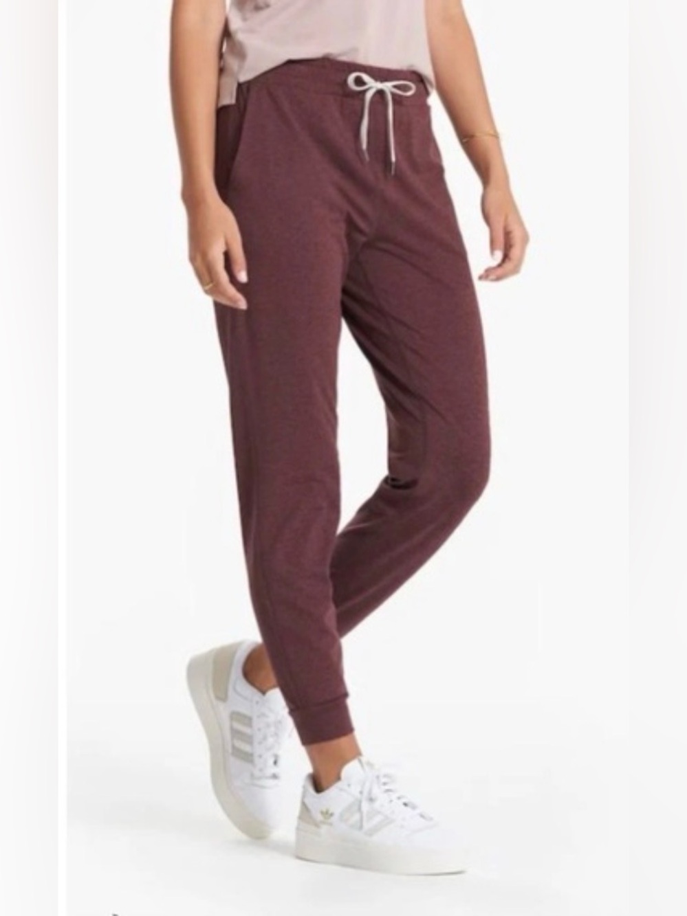 Vuori Performance Jogger Burgundy Heather DreamKnit Drawstring Tapered Sz Small